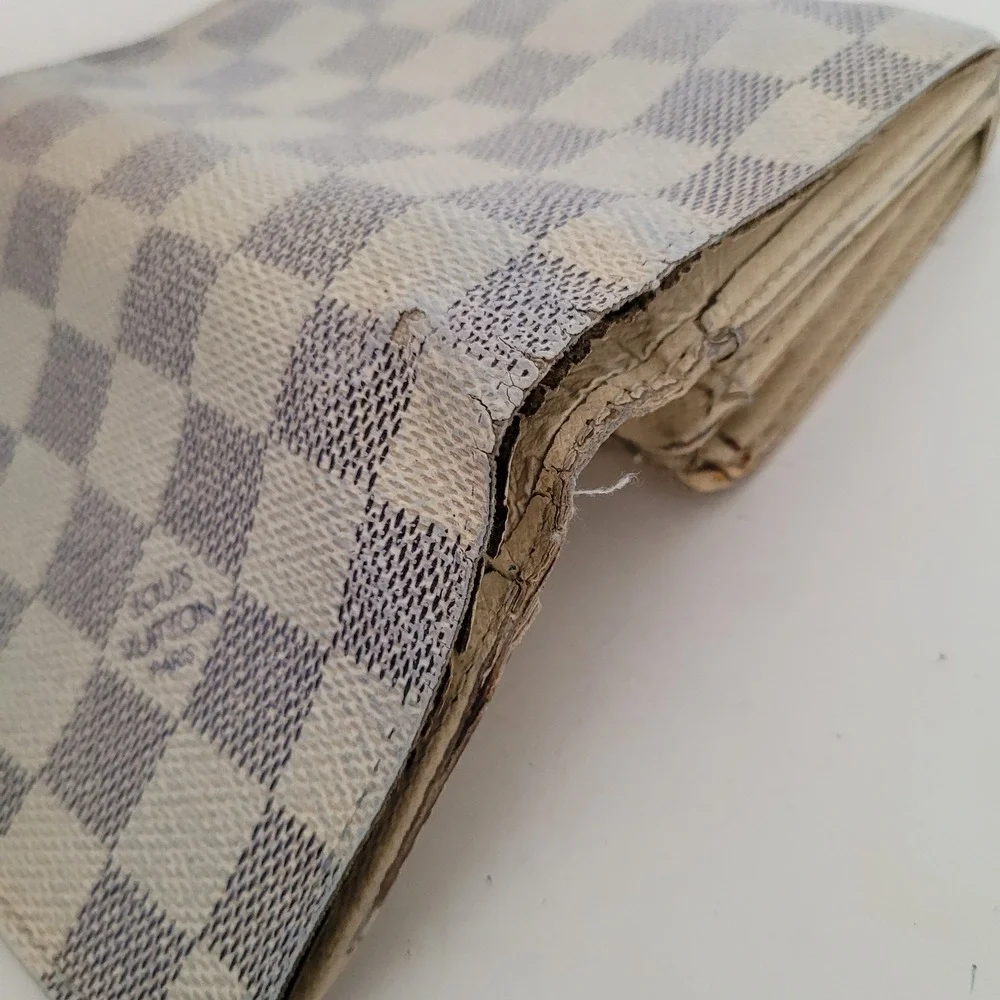 Louis Vuitton Damier Azur Sarah Wallet White Blue Checkered Long CA4007 Spain